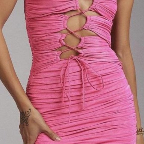 jessica bara sonya strapless ruched lace up birthday suit dress - Picture 2 of 8